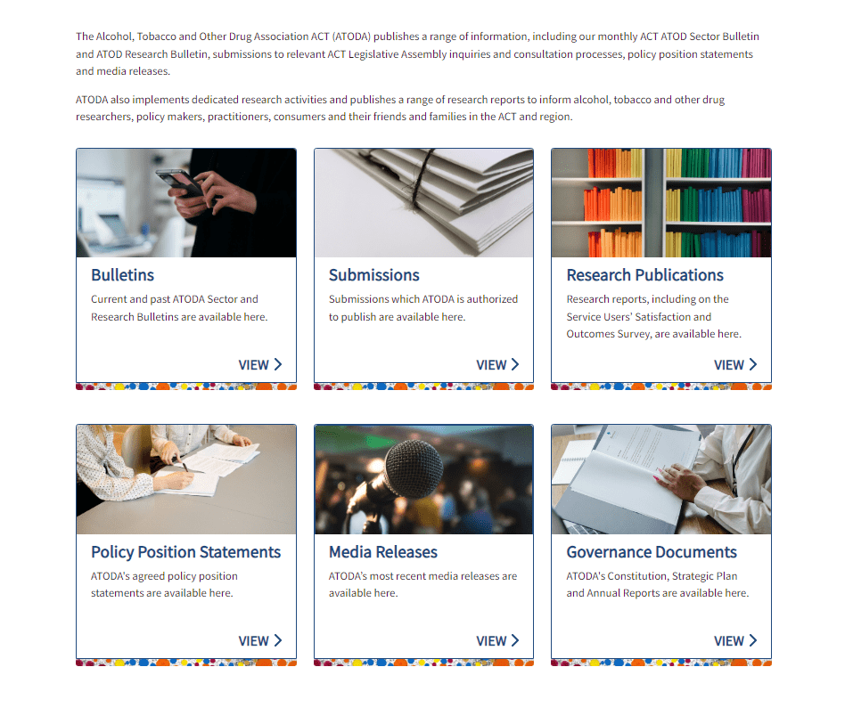 ATODA offers bulletins, submissions, research, policy statements, media releases, and governance documents.
