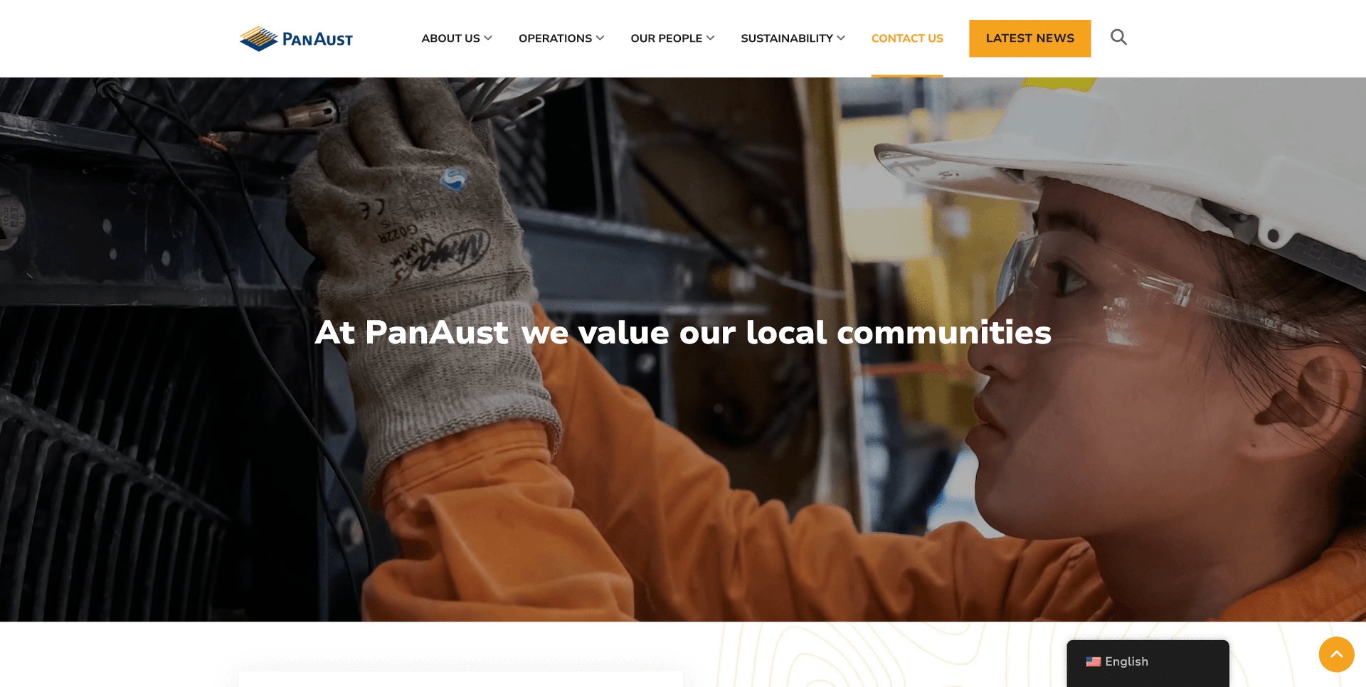 Screenshot of the PanAust website on a desktop